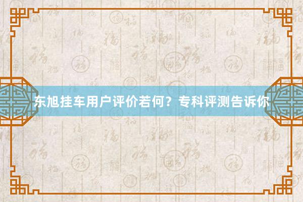 东旭挂车用户评价若何？专科评测告诉你